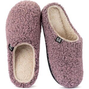 All-Day Comfort Women’s Vegan Clog Slippers - Sherpa Fleece Pink Crepe Size 9-10